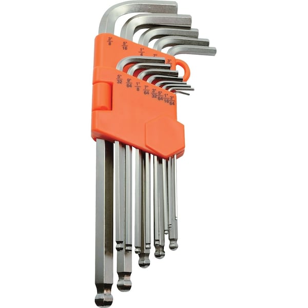 Tools 13 Piece SAE Ball End Long Hex Key Set, 3/64" - 3/8"